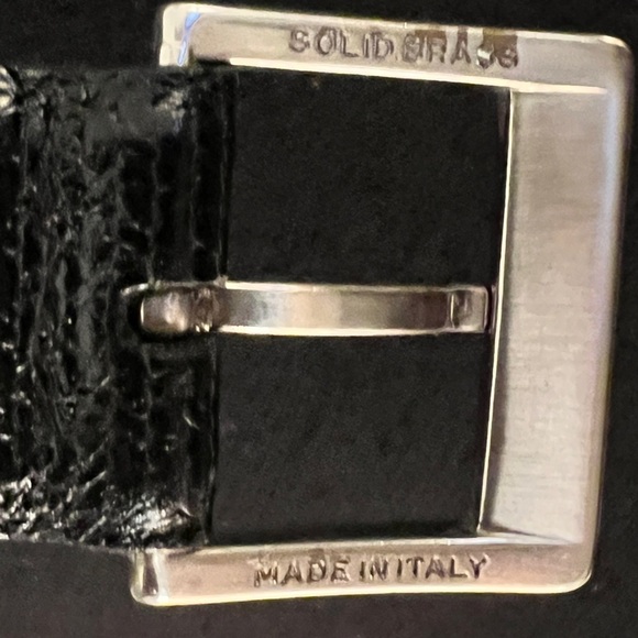 FOOTJOY Women’s Black Leather Belt Silver Tone Solid Brass Buckle Made in Italy main image 13